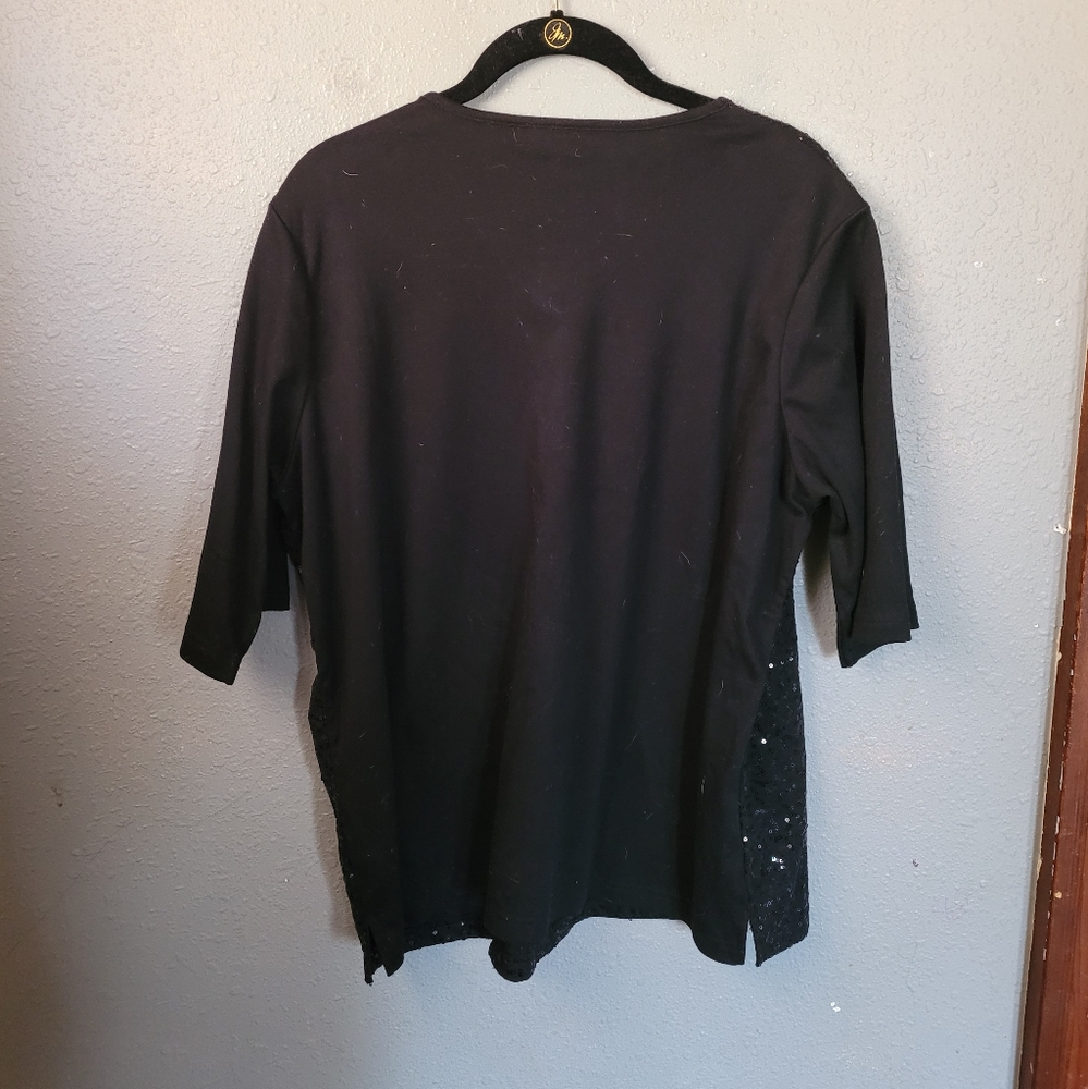 Quacker Factory Black Sequin Embellished Top Wome… - image 4